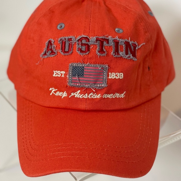 UNISEX New WO Tags. Orange Austin “Keep Austin Weird” Baseball Cap Adjustable - Picture 6 of 6